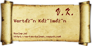 Vertán Kálmán névjegykártya